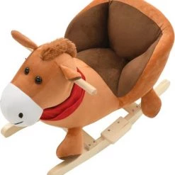 VidaXL Hobbeldier Paard Met Rugleuning 60x32x50 Cm Pluche Bruin -babygyms Winkel 550x597 5