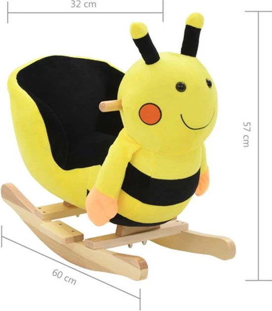 VidaXL Hobbeldier Hommel Met Rugleuning 60x32x57 Cm Pluche Geel 2 VidaXL Hobbeldier Hommel Met Rugleuning 60x32x57 Cm Pluche Geel - Afbeelding 2