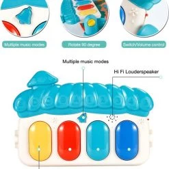 Buxibo - Baby Gym Safari Dieren - Speelkleed Met Speeltjes En Piano - Speelmat Met 4 Speeldieren & Spiegel - Interactief - Met Boog - Multikleur -babygyms Winkel 550x632