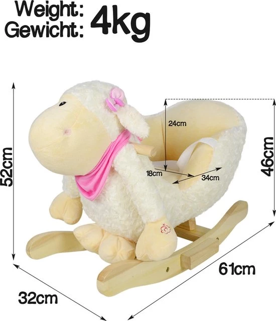 Infantastic- Hobbeldier, Schommel Schaapje, Hobbel Schaap- Muziekfunctie 3 Infantastic- Hobbeldier, Schommel Schaapje, Hobbel Schaap- Muziekfunctie - Afbeelding 3