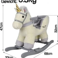 Infantastic Hobbelpaard - Hobbeldier - Schommelpaard - Vanaf 10 Maanden - Met Geluid - 68 X 33 X 47 Cm - Pluche - Grijs -babygyms Winkel 550x639