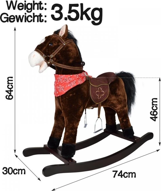 Infantastic GoodVibes - Hobbelpaard Voor Kinderen - Schommelpaard - Stevige Constructie - Knuffelzacht Met Geluidseffecten - Andalusiër Donkerbruin 4 Infantastic GoodVibes - Hobbelpaard Voor Kinderen - Schommelpaard - Stevige Constructie - Knuffelzacht Met Geluidseffecten - Andalusiër Donkerbruin - Afbeelding 4
