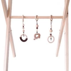 Fiepp - Babygym - Hout - 3 Hangers - Houten Kralen - Kraamcadeau - Baby Speelgoed - Baby Motoriek - Babyshower - Baby Cadeau - Baby Stimulatie