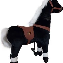 2iX - Rijdend Speelgoed Paard - Zwart - Pluche - Inline Skate Wielen - Hobbelpaard Voor Jongens En Meisjes 4 Tot 9 Jaar -babygyms Winkel 550x663 1