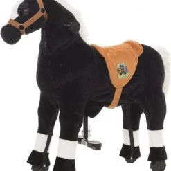 Animal Riding Paard Maharadscha Zwart Small - Rijdend Paardenspeelgoed - Paardenspeelgoed - Zadelhoogte 56 CM - Verstelbaar Pedaal In 3 Standen - Afneembaar Zadel.