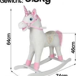 Infantastic Hobbelpaard - Hobbeldier - Schommelpaard - Vanaf 1 Jaar - Met Geluid - 74 X 30 X 64 Cm - Pluche - Roze -babygyms Winkel 550x668 3
