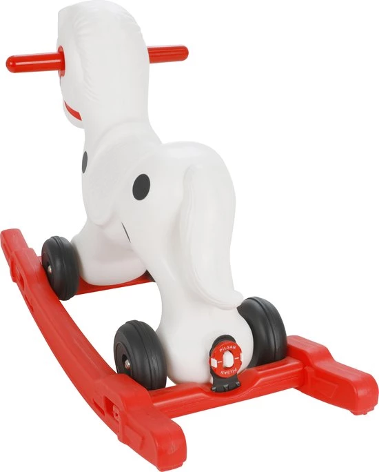 Pilsan Hobbelpaard Wit En Rood Met Afneembaar Onderstel En Muziek 3 Pilsan Hobbelpaard Wit En Rood Met Afneembaar Onderstel En Muziek - Afbeelding 3