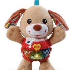 VTech Baby Knuffel & Speel Puppy - Educatief Babyspeelgoed - Bruin/Blauw - 3 Tot 24 Maanden - Spaanstalig