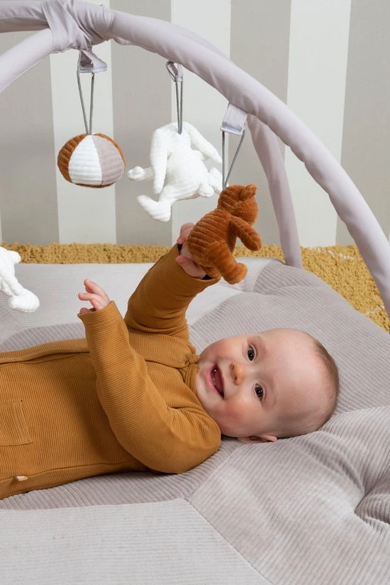 Baby's Only Baby Speelkleed Met Boog - Baby Gym - Playmat - Speelmat Sense - Caramel/Kiezelgrijs/Wit - Zachte Rib Corduroy Stof - 94x83 Cm 5 Baby's Only Baby Speelkleed Met Boog - Baby Gym - Playmat - Speelmat Sense - Caramel/Kiezelgrijs/Wit - Zachte Rib Corduroy Stof - 94x83 Cm - Afbeelding 5